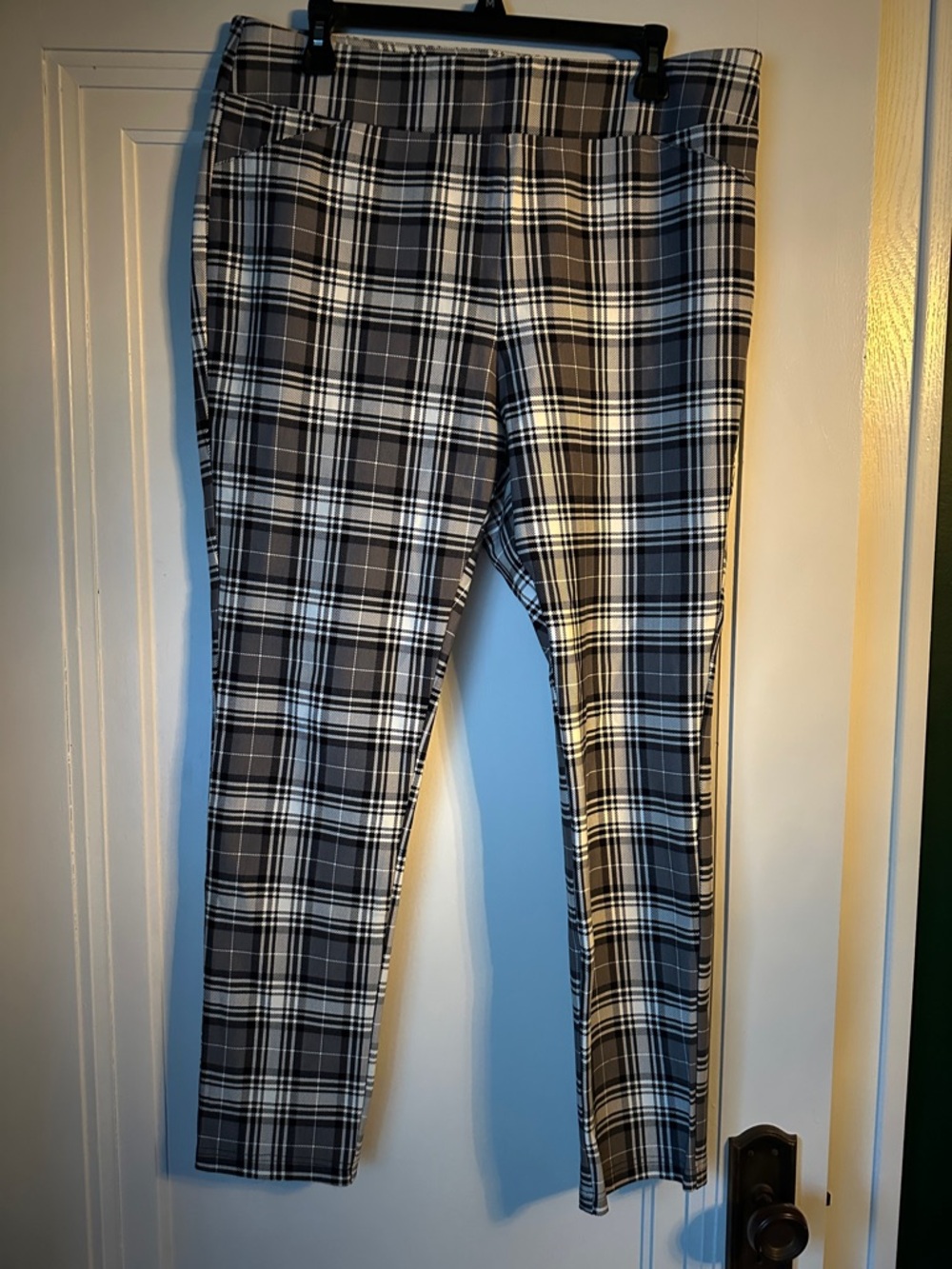 Versona Black Gray White Plaid Slim Pants
